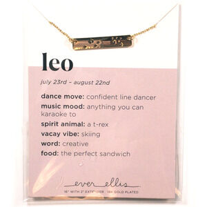 Ever Ellis Leo Zodiac Bar Necklace Gold Plated Astrology Jewelry